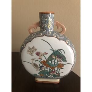 Moon/Pilgrim Bottle-China Porcelain With Polychrome Painting